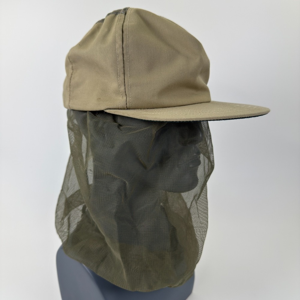 Vintage Orvis Bug Cap Tan Snapback Hat Outdoors‎ Sportsman Camping Mosquito Net